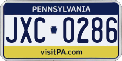 PA license plate JXC0286