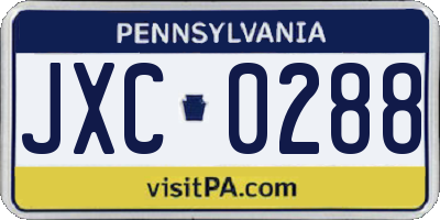 PA license plate JXC0288