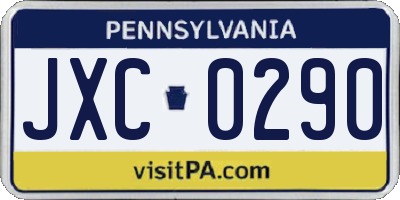 PA license plate JXC0290