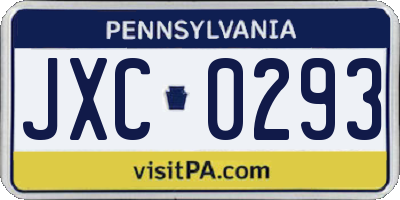 PA license plate JXC0293