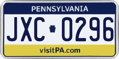 PA license plate JXC0296