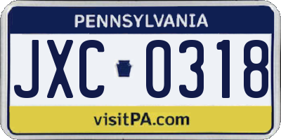 PA license plate JXC0318