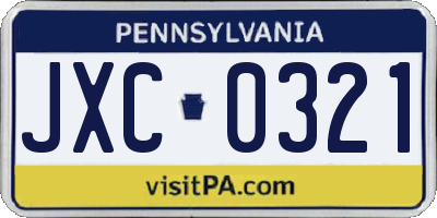PA license plate JXC0321