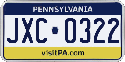 PA license plate JXC0322