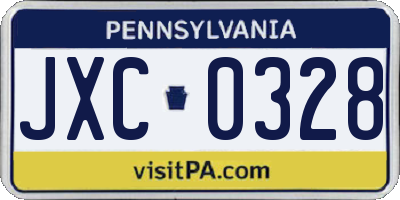 PA license plate JXC0328