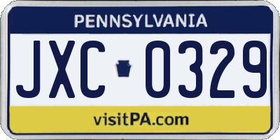 PA license plate JXC0329