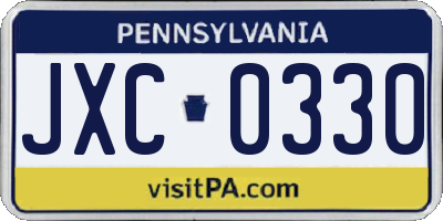 PA license plate JXC0330
