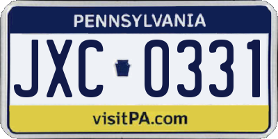 PA license plate JXC0331