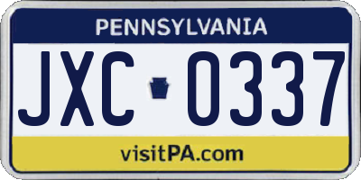 PA license plate JXC0337