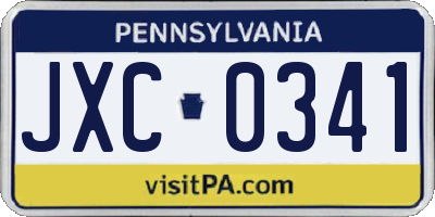 PA license plate JXC0341