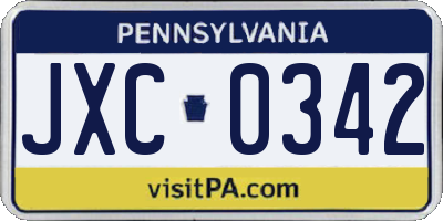 PA license plate JXC0342