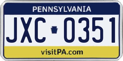 PA license plate JXC0351