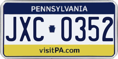 PA license plate JXC0352