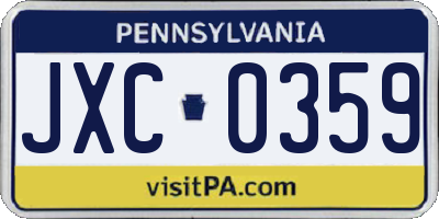 PA license plate JXC0359