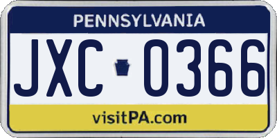 PA license plate JXC0366