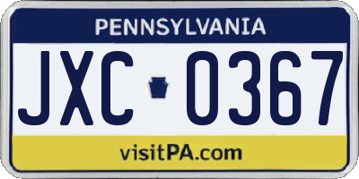 PA license plate JXC0367