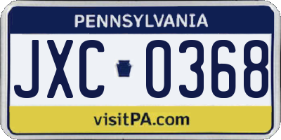 PA license plate JXC0368