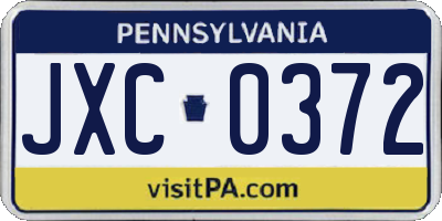 PA license plate JXC0372