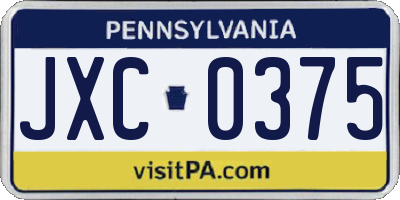 PA license plate JXC0375