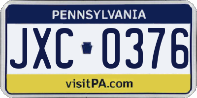 PA license plate JXC0376
