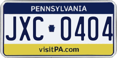 PA license plate JXC0404