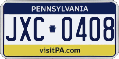 PA license plate JXC0408
