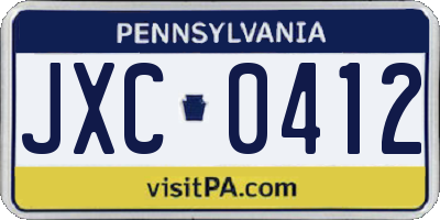 PA license plate JXC0412