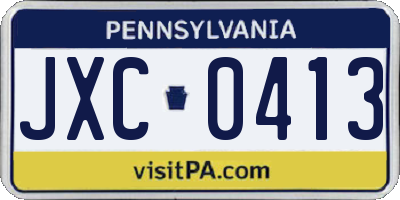 PA license plate JXC0413