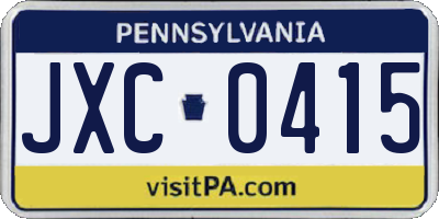 PA license plate JXC0415