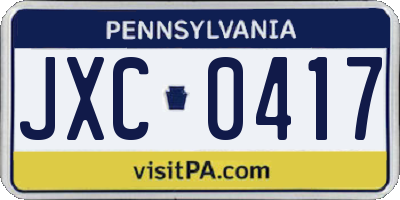 PA license plate JXC0417