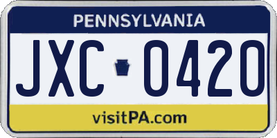 PA license plate JXC0420