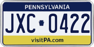 PA license plate JXC0422