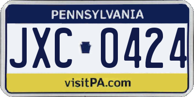 PA license plate JXC0424