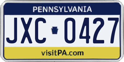 PA license plate JXC0427