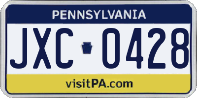 PA license plate JXC0428