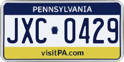 PA license plate JXC0429