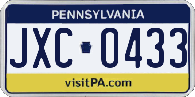 PA license plate JXC0433