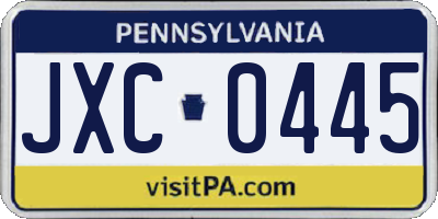 PA license plate JXC0445