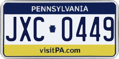 PA license plate JXC0449