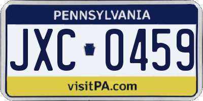 PA license plate JXC0459