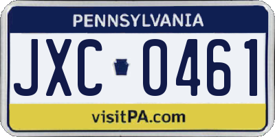 PA license plate JXC0461