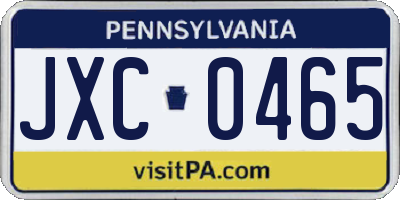 PA license plate JXC0465