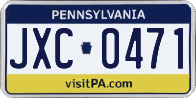 PA license plate JXC0471