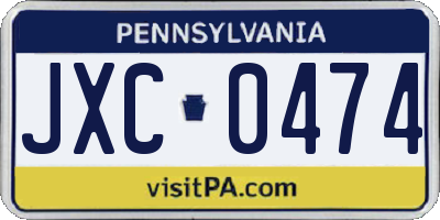 PA license plate JXC0474