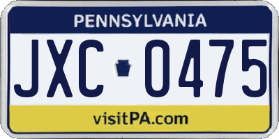 PA license plate JXC0475