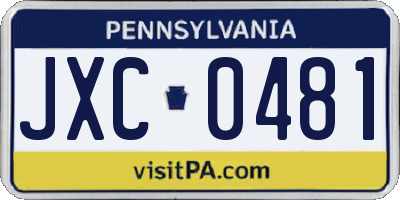 PA license plate JXC0481