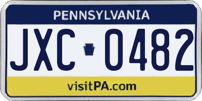 PA license plate JXC0482