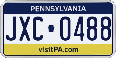 PA license plate JXC0488