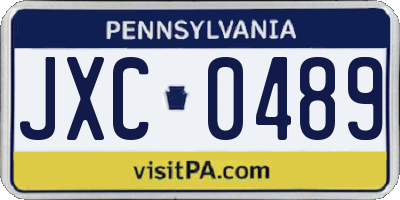 PA license plate JXC0489