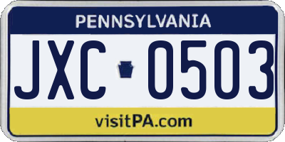 PA license plate JXC0503
